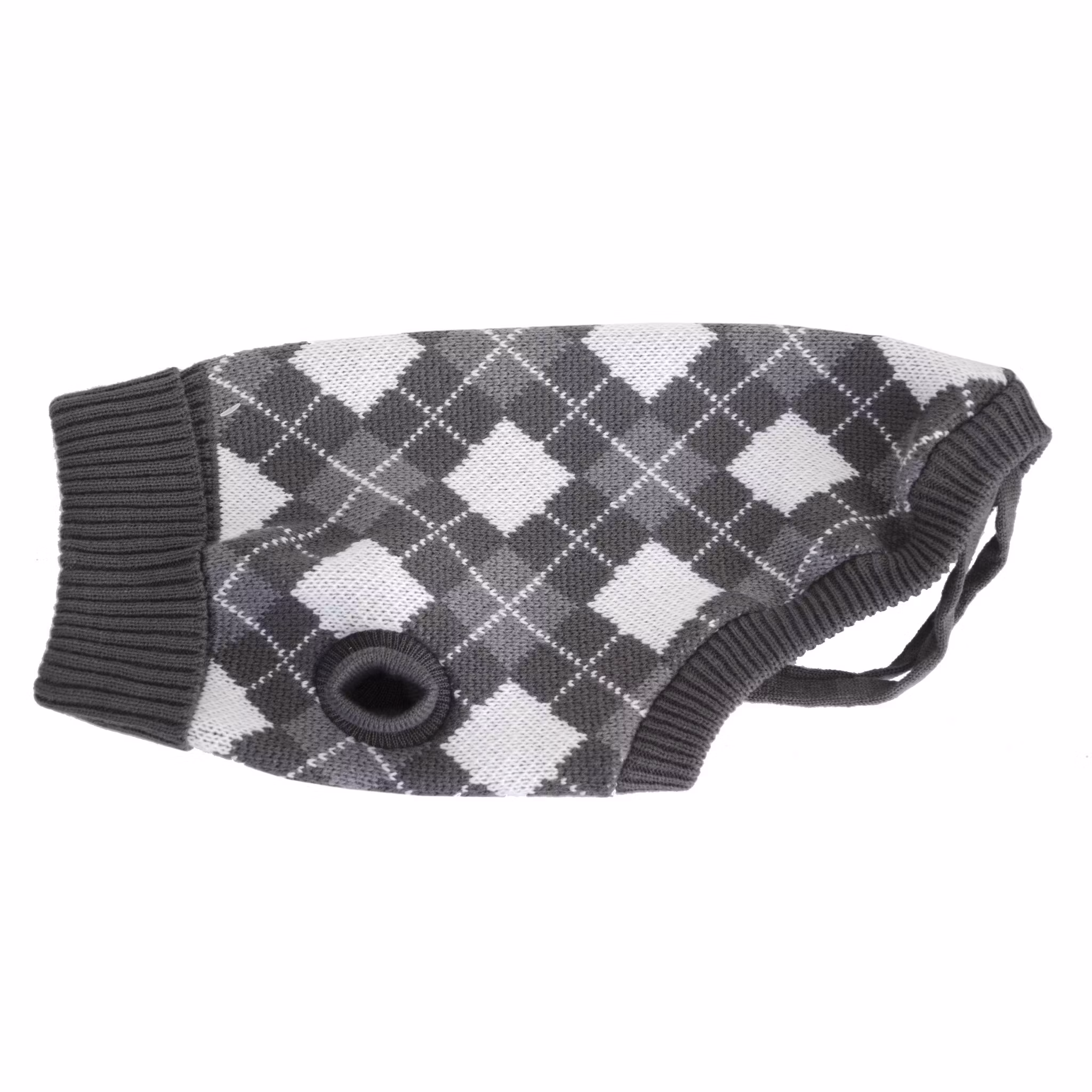 Stickad tröja med krage grå/vit 40cm