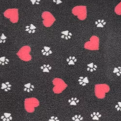 Vetbeds - Mörkgrå med hjärtan och gummerad baksida.