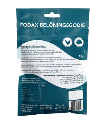 Fodax kyckling/ kalkon - 100% Naturligt godis från Sverige