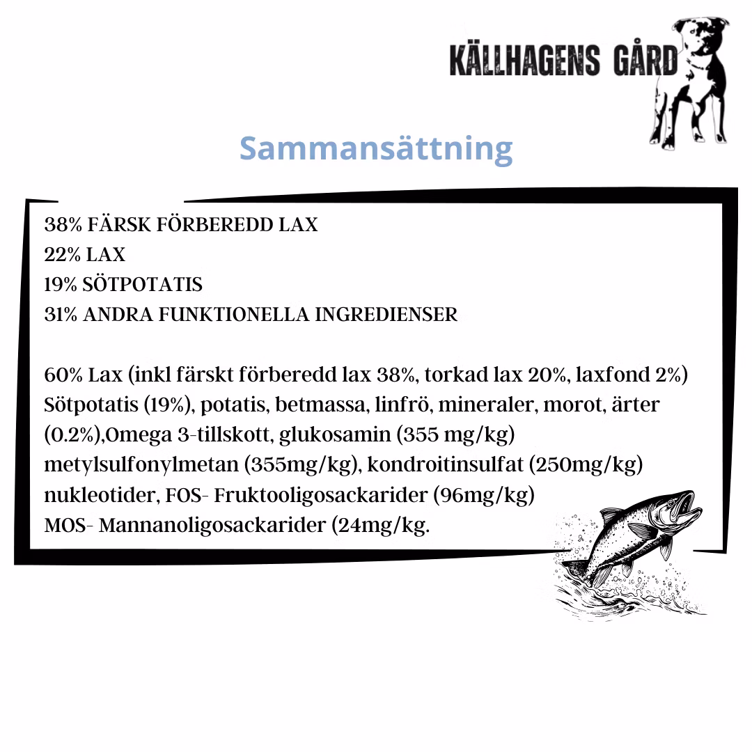 Källhagens gård - valpfoder - Lax med smarriga grönsaker och sötpotatis