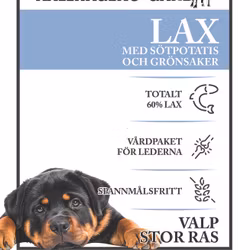 Källhagens gård - valpfoder - Lax med smarriga grönsaker och sötpotatis