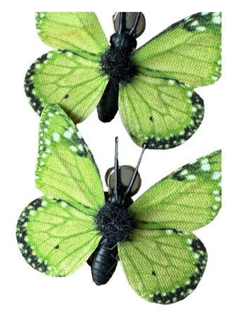 2-pack grön fjäril clip, 5 cm