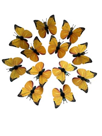 12-pack orangea fjärilar med metallclips, 5 cm