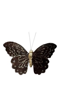 Velvet fjäril brun glitter 14 cm