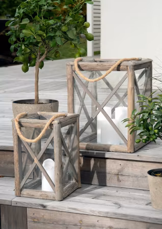 Lykta robust Trä X old wood 45 cm