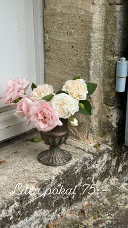 Pokal metall/grön kruka metall 13x15cm