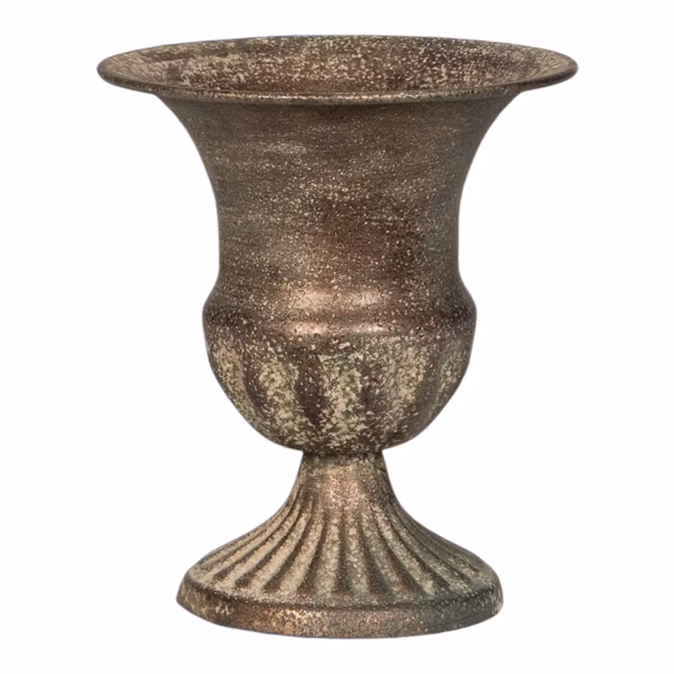 Pokal metall/grön kruka metall 13x15cm