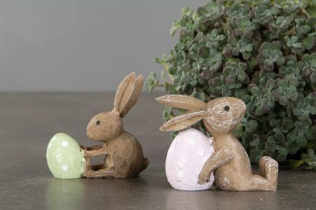 Kaniner Med Ägg Poly Mix 2 st 6x2x7cm