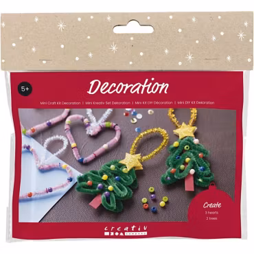 Mini DIY kit dekoration hjärtan och granar