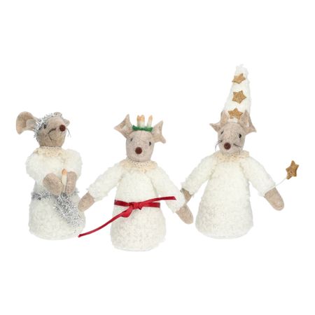 Luciatåg Möss 9x7x13cm, 3 st