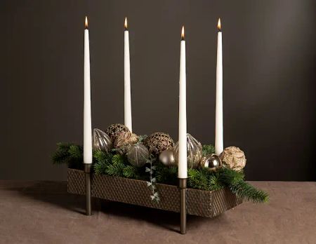 Ljusstake antik mässing, 46,5x23x15 cm