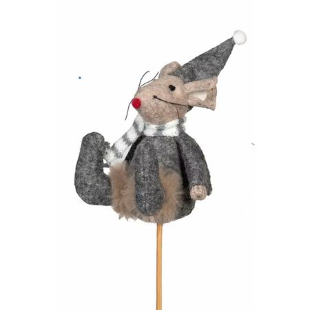 Grå sittande tomtemus, 9 cm