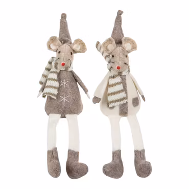 Möss Sittande 20 cm Creme/Mullvad 2 st