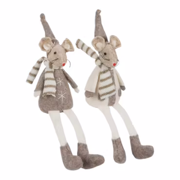 Möss Sittande 20 cm Creme/Mullvad 2 st