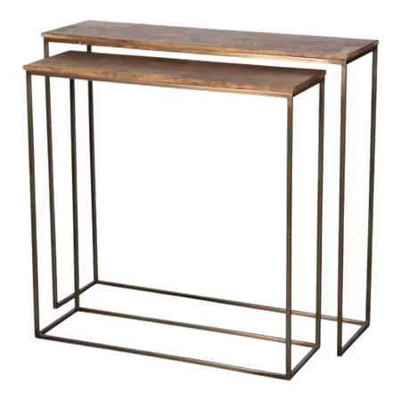 Sidobord Oblong Antik Mässing/Trä 77/82 cm