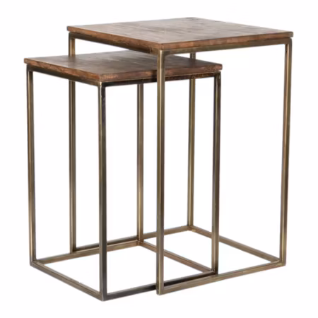 Sidobord Square Antik Mässing/Trä 47/53 cm