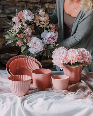 Kruka Romantik Rosa återanvänd plast Ø16cm