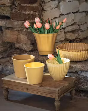 Kruka Romantik Gul återanvänd plast Ø16cm