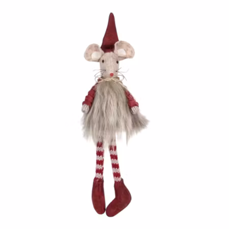 Mus med päls sittande 16 cm