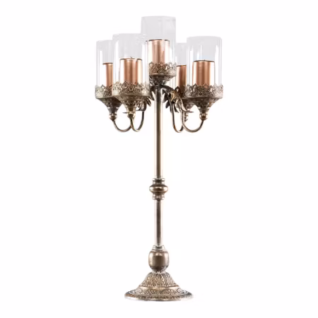 Kandelaber Blockljus 5-Armad Guldbrun 74 cm