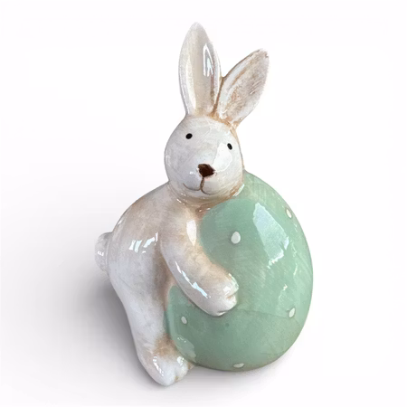 Dekoration Kanin med Ägg grön 14 cm