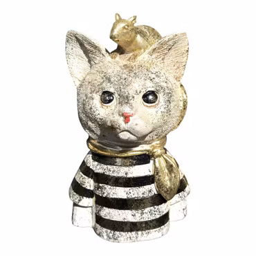 Katt med mus på huvudet