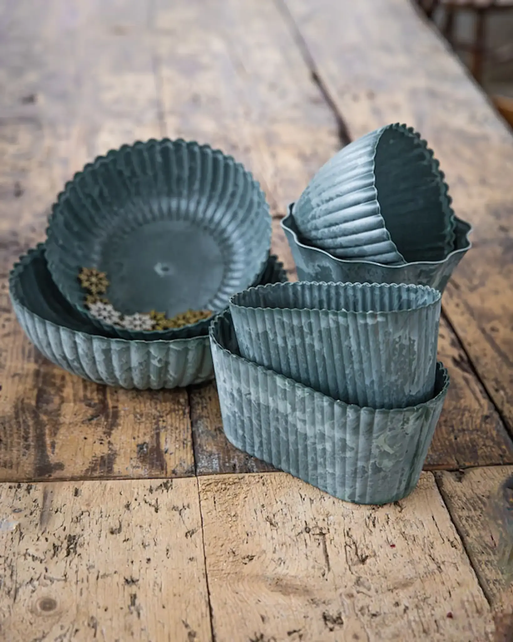 Kruka Romantik grön återanvänd plast Ø16 cm