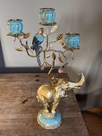 Ljusstake Elefant & Papegoja 46 cm