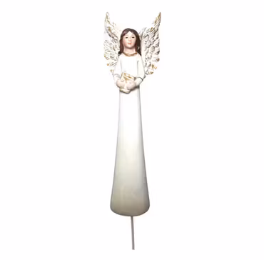 Ängel på blompinne – Vit & Guld, 11,5 cm