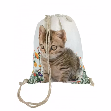 Vit Gympapåse med Kattmotiv