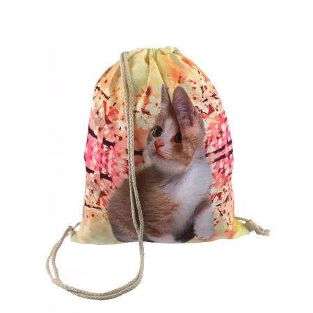 Flerfärgad Gympapåse med Kattmotiv och Blommor