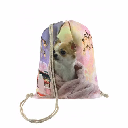 Blå, Rosa & Gul Hundmotiv Gympapåse