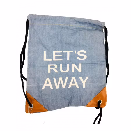 Gympapåse i Jeanstyg/Denim - LET'S RUN AWAY