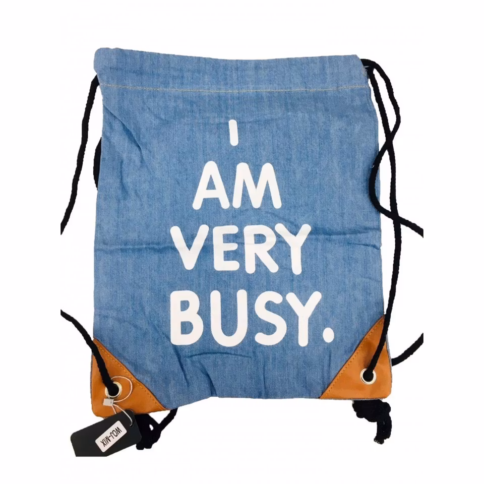 Gympapåse i Jeanstyg/Denim - I AM VERY BUSY.