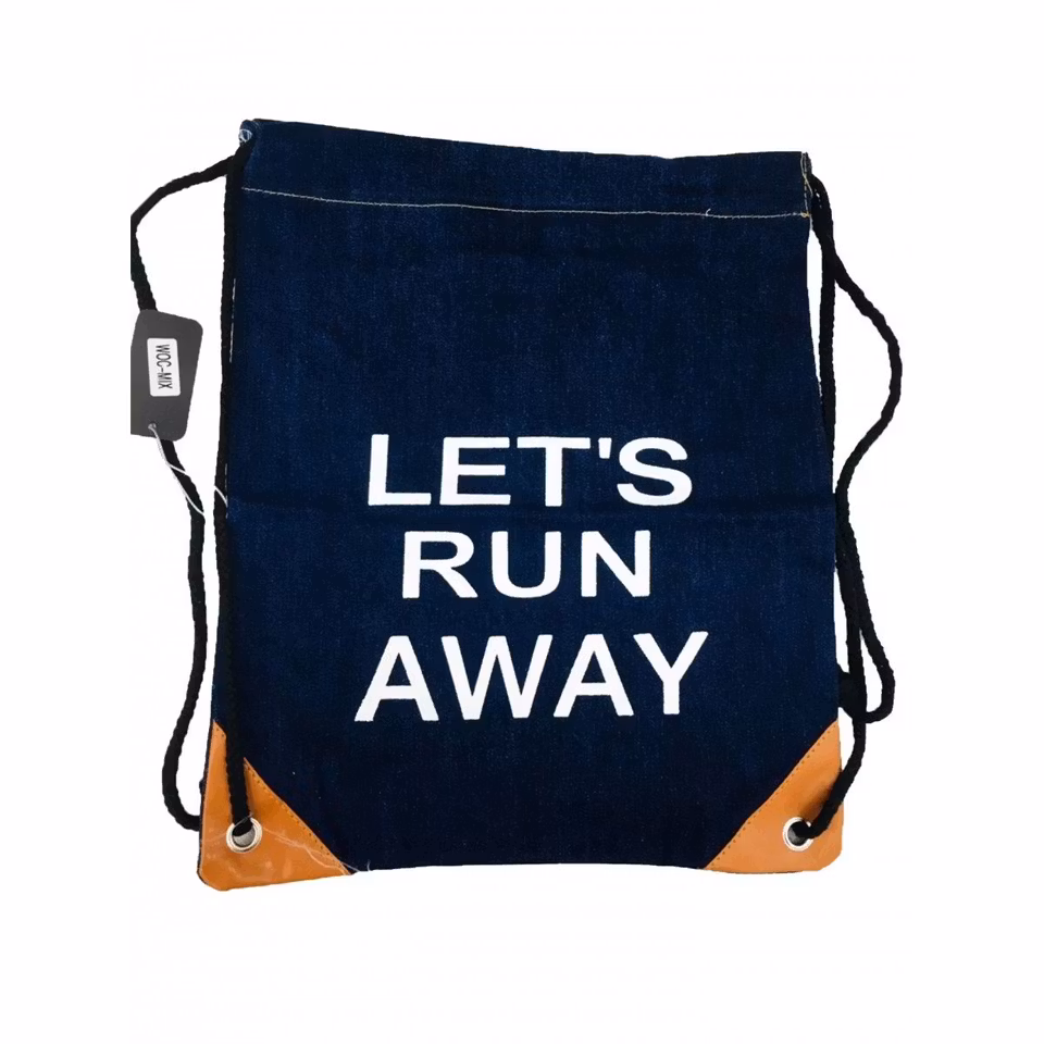 Gympapåse i Denim 'LET'S RUN AWAY'
