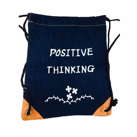 Gympapåse i Denim med texten 'POSITIVE THINKING'