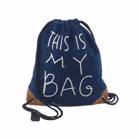 Gympapåse i Denim med texten 'THIS IS MY BAG'
