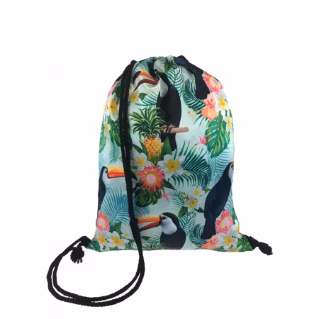 Färgglad Gympapåse med Blommor, Fåglar och Ananas Motiv