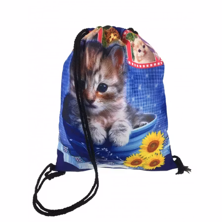 Gympapåse med Katt i Skål med Blå Bakgrund