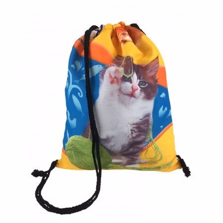 Gympapåse med Kattmotiv - Blå och Gul Bakgrund