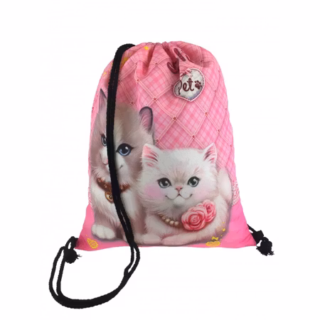 Gympapåse med Kattmotiv - Rosa Bakgrund