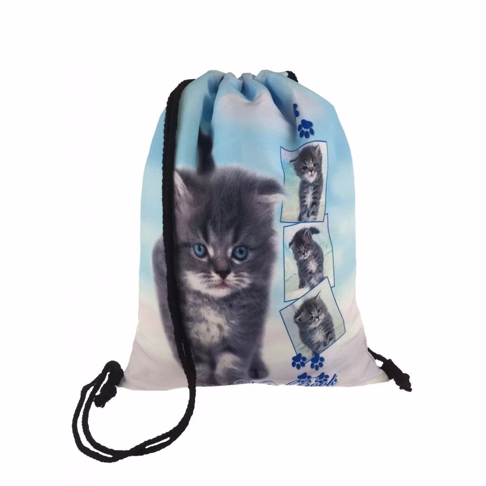 Blåvit Gympapåse med söt katt