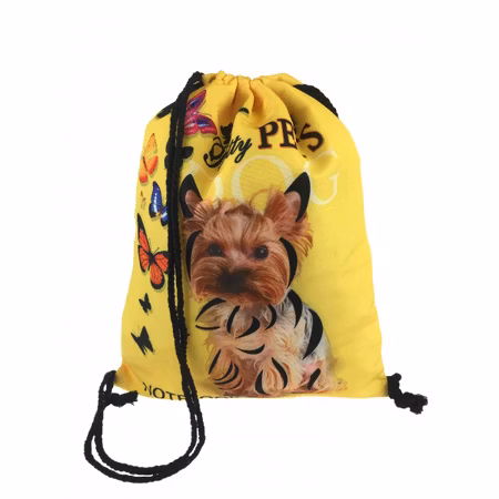 Gul Gympapåse med Hundmotiv med fjärillar