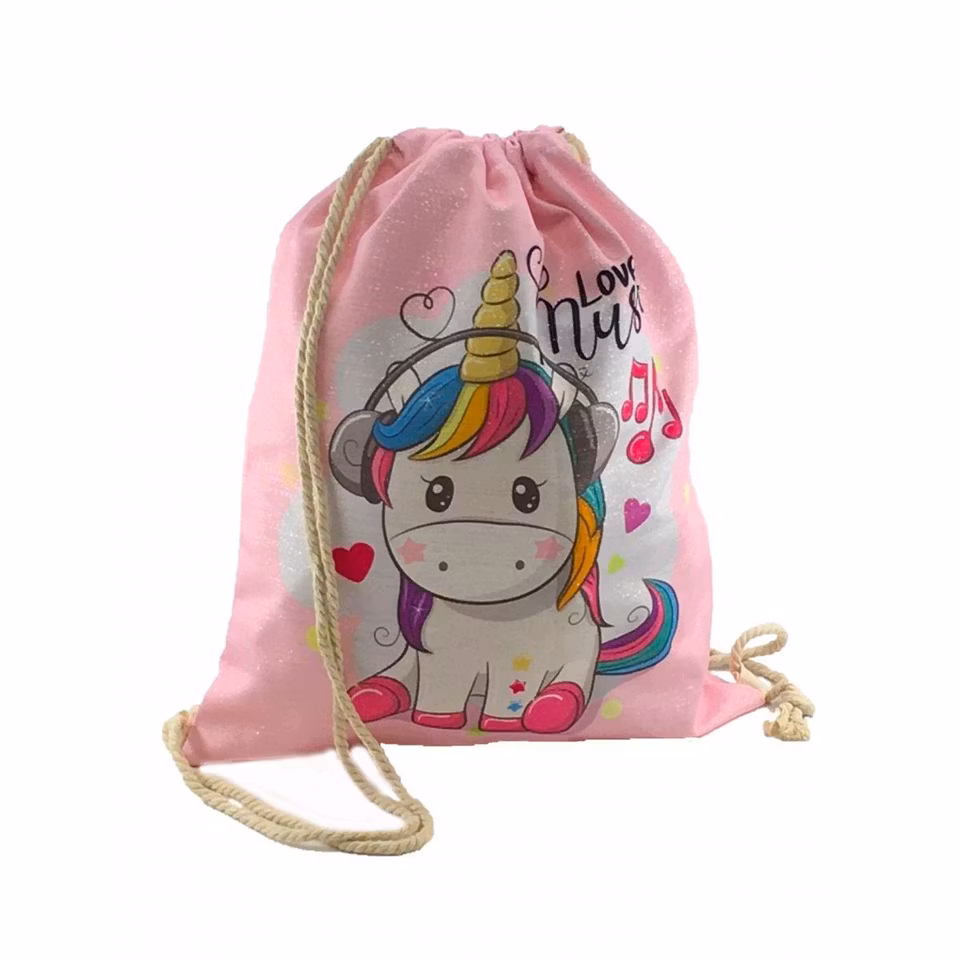 Gympapåse Unicorn / Enhörning, Rosa med Love Music Text