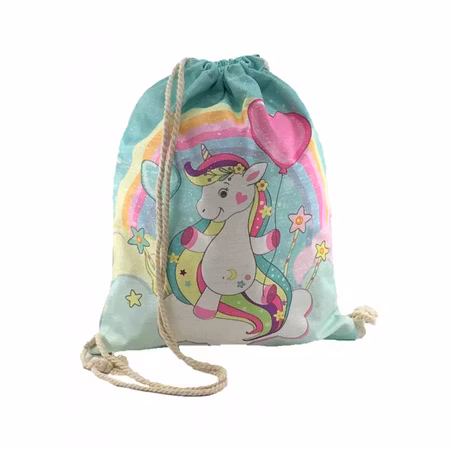Gympapåse Unicorn / Enhörning Grön med Ballonger och Regnbåge
