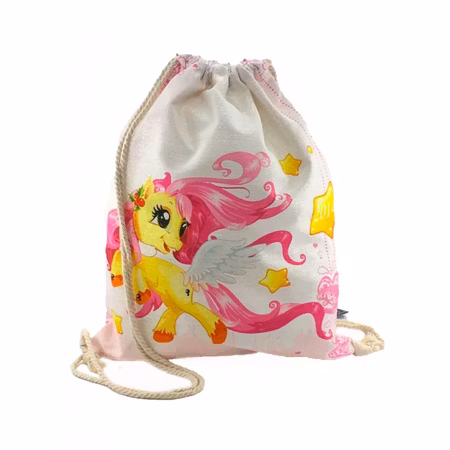 Gympapåse Unicorn / Enhörning Vit med Gul Unicorn och Rosa Hår