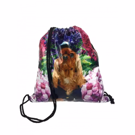 Blommig Rosa/Grön Gympapåse med Hundmotiv