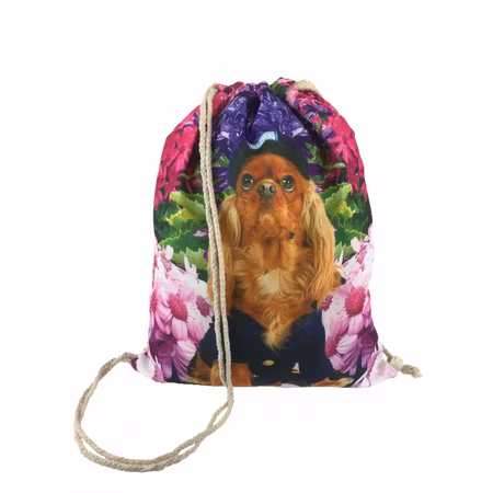 Blommig Rosa/Grön Gympapåse med Hundmotiv