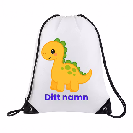 Gympapåse med söt gul dinosaurie + valfritt namn