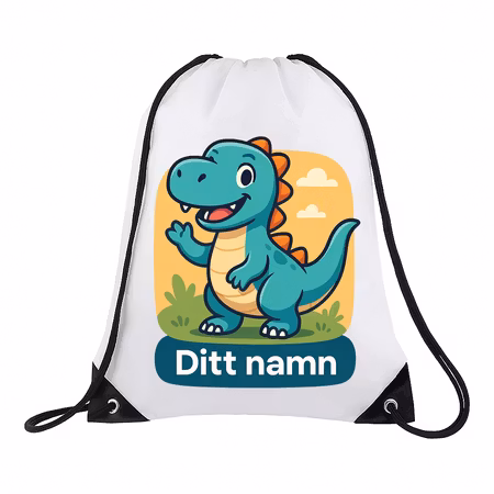 Gympapåse med blågrön dinosaurie + namn